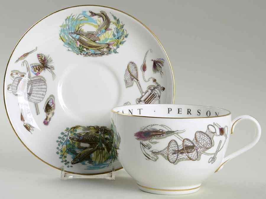 Very Important Person Cup & Saucer Fly Fishing Cup & Saucer - Boxed by Royal Worcester-1