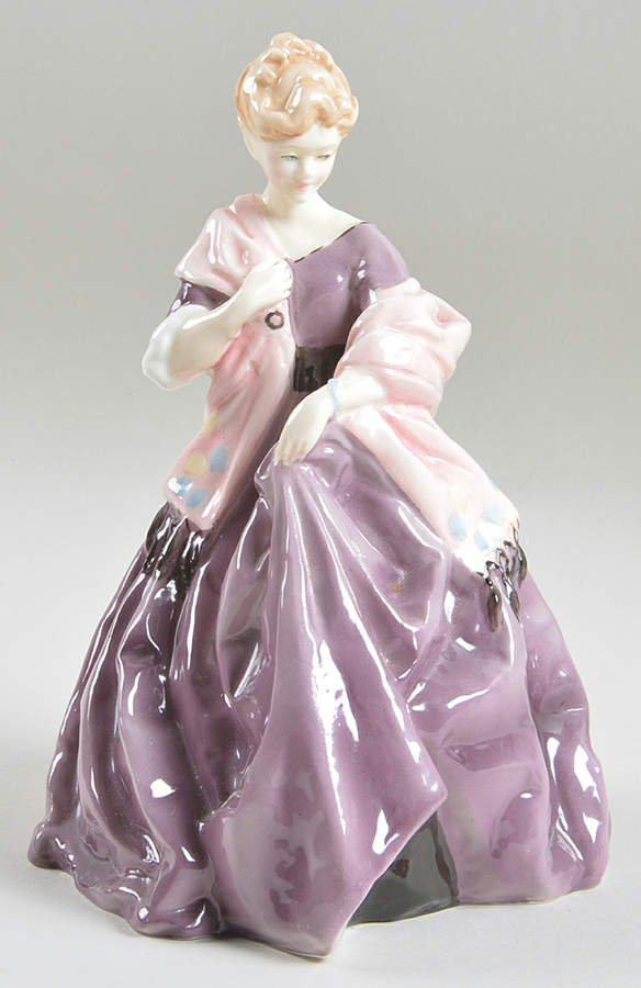 Royal Worcester Figurine First Dance-Mauve Dress Pink Stole - No Box by Royal Worcester-1