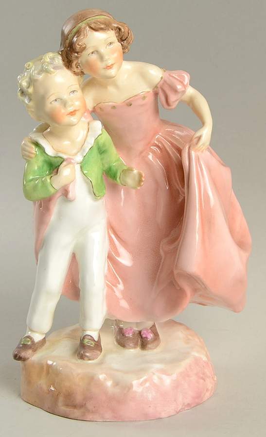 Royal Worcester Figurine Sister-Pink Dress - No Box by Royal Worcester-1