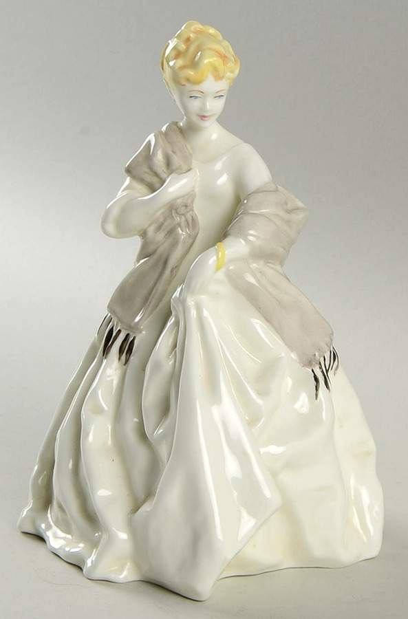 Royal Worcester Figurine First Dance-White Dress-Gray Stole - No Box by Royal Worcester-1