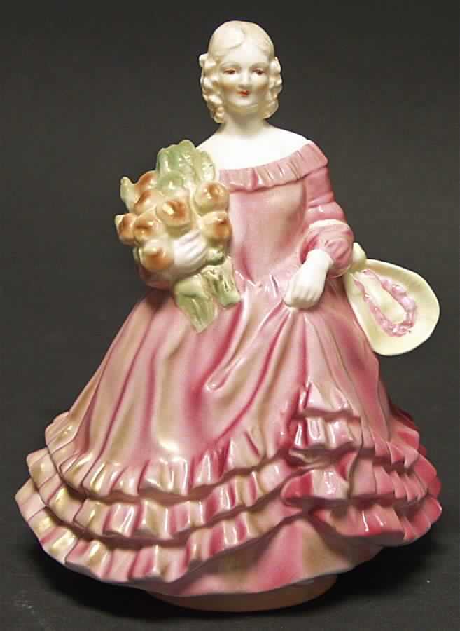 Royal Worcester Figurine June-Pink Dress Shot Gold - No Box by Royal Worcester-1