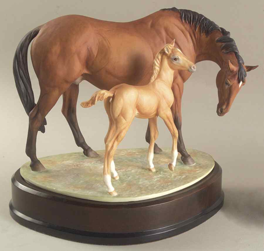 Doris Lindner Prince's Grace & Foal-Colored - Boxed by Royal Worcester-1