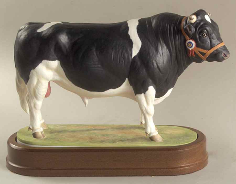 Doris Lindner British Fresian Bull-Terling Trusty - Boxed by Royal Worcester-1