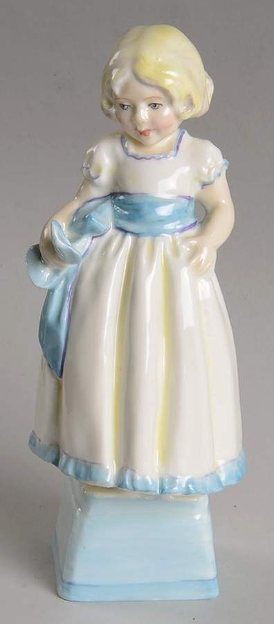 Days of The Week #2 Monday Girl-White Dress/Square Base - No Box by Royal Worcester-1