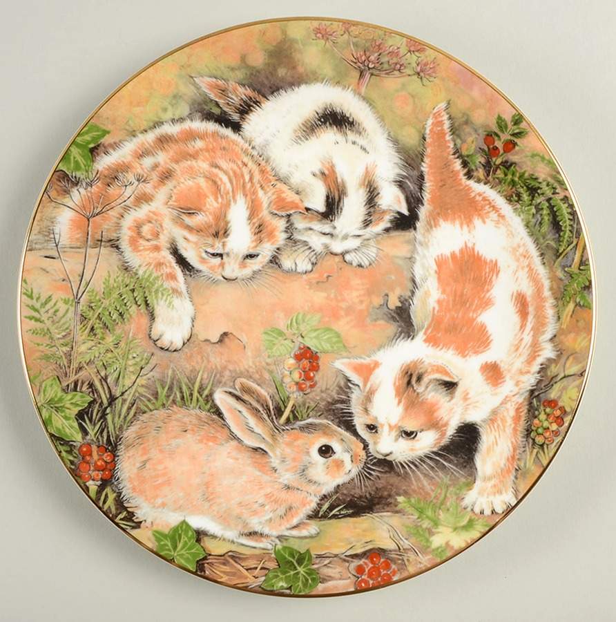Kitten Encounters Bunny Chase - Boxed by Royal Worcester-1
