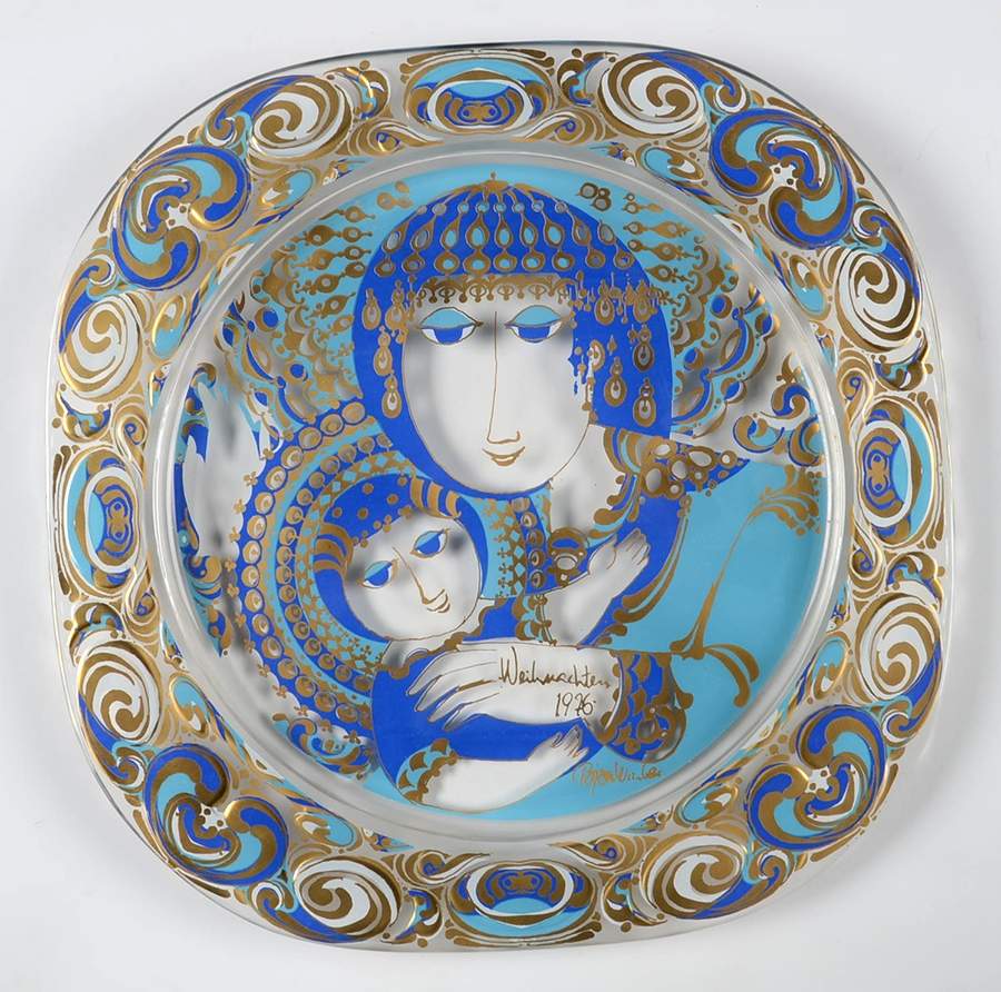 Wiinblad Christmas Plate-Crystal The Madonna And Child - With Box by Rosenthal-1