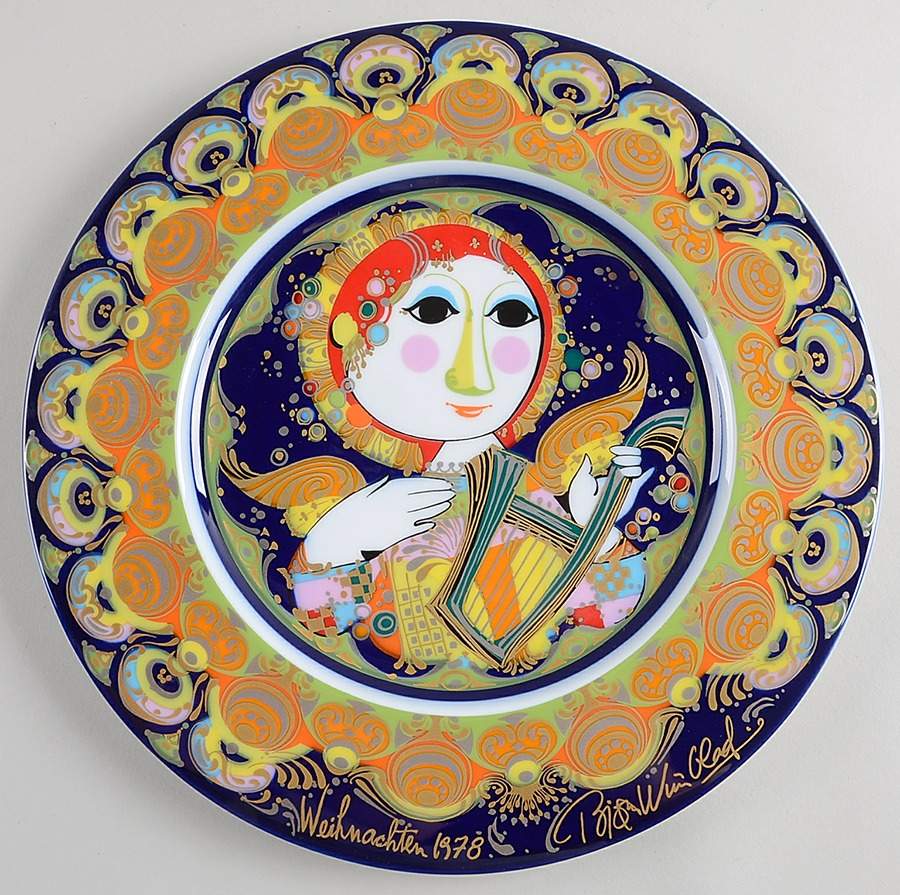 Bjorn Wiinblad Christmas Plate Angel With Harp - Boxed by Rosenthal - Continental-1
