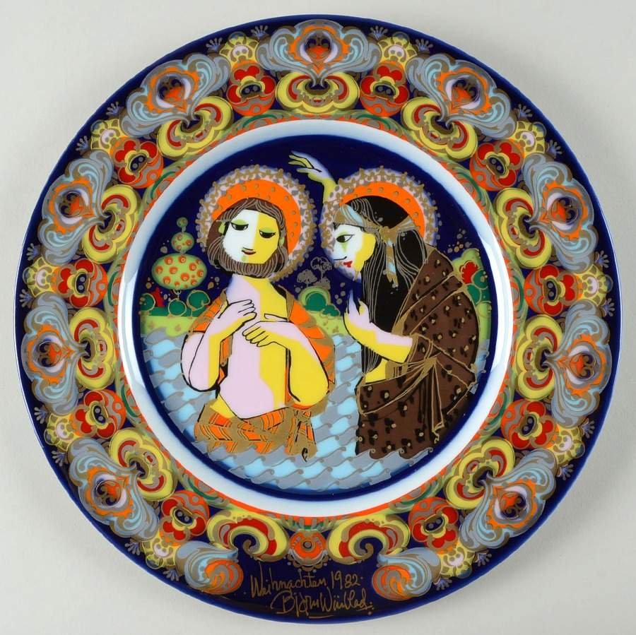 Bjorn Wiinblad Christmas Plate Christening Of Christ - Boxed by Rosenthal - Continental-1