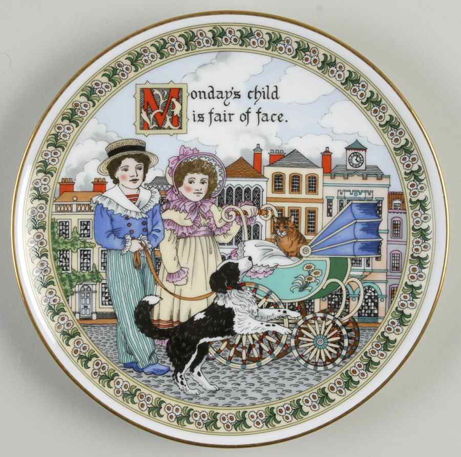 Birthday-Plate Monday's Child - With Box by Royal Worcester-1