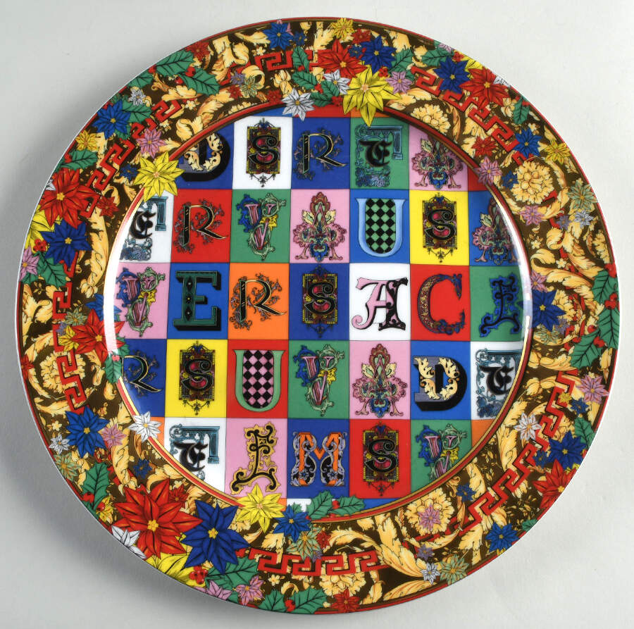 Versace Christmas Plates Holiday Alphabet - Boxed by Rosenthal - Continental-1
