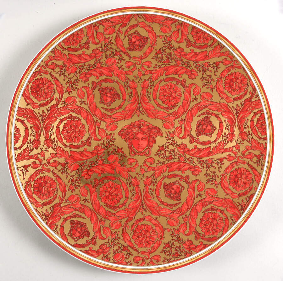 Versace Christmas Plates Medusa Garland Red  - No Box by Rosenthal - Continental-1