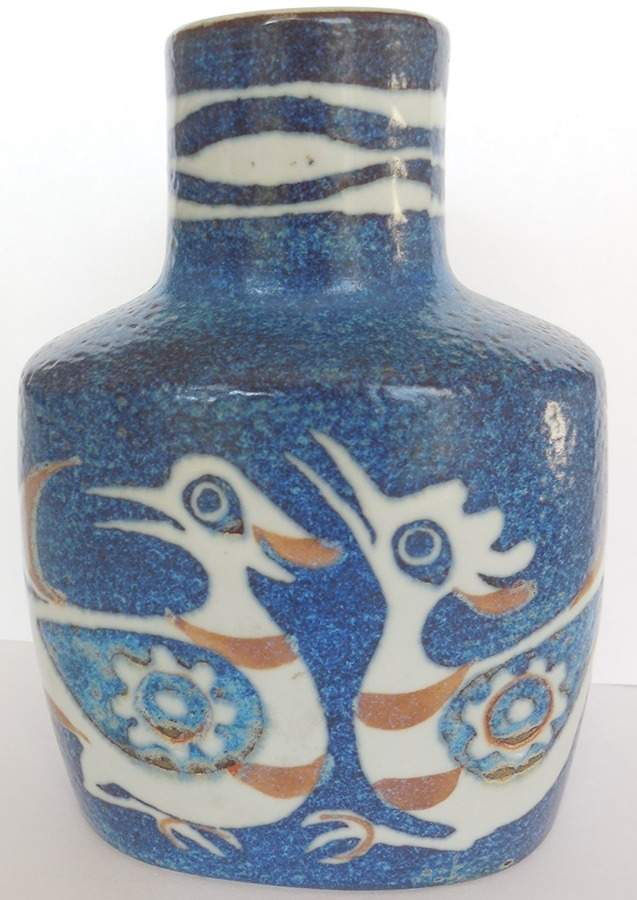 Faience Giftware Blue Faience Bird Vase - No Box by Royal Copenhagen-1