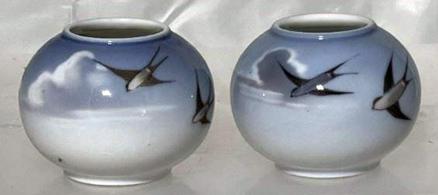 Royal Copenhagen Vase Swallow Birds Scene Vase - No Box by Royal Copenhagen-1