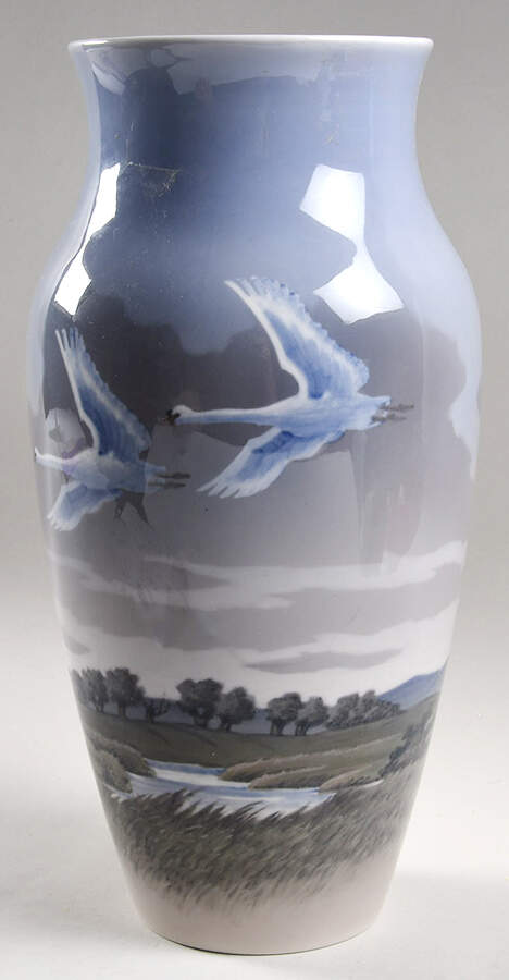 Royal Copenhagen Vase Swans Scene Vase - No Box by Royal Copenhagen-1