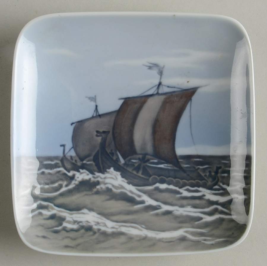 Royal Copenhagen Giftware Viking Ships Square Tray - No Box by Royal Copenhagen-1