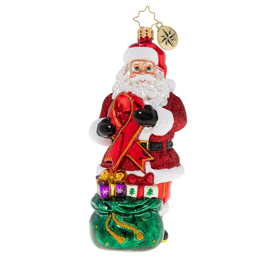 AIDS Awareness 2020-Red Ribbon Awareness Santa - No Box by Christopher Radko-1