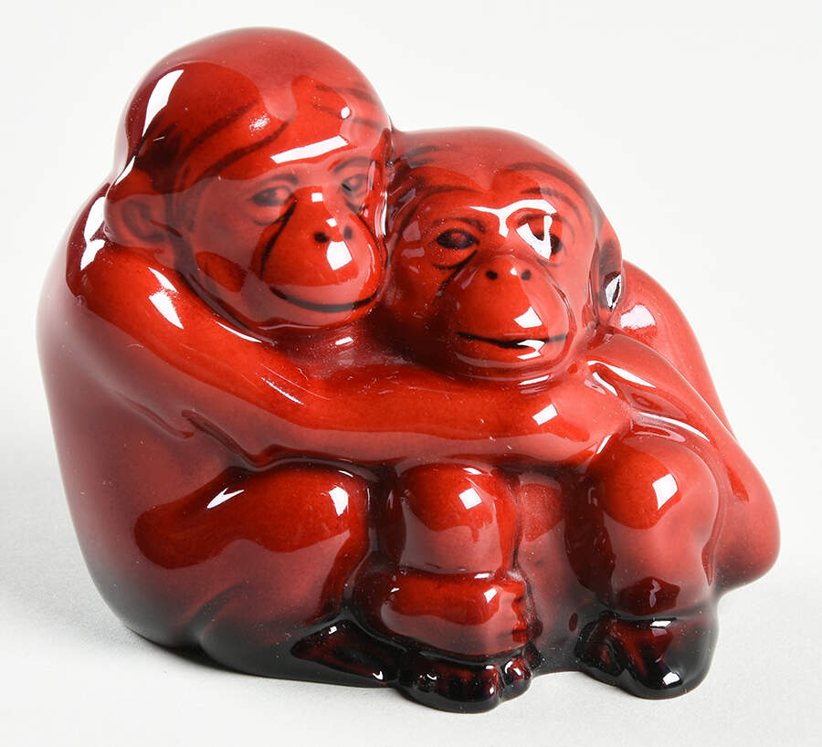 Flambe Monkeys (Mother And Baby) - Boxed by Royal Doulton-1