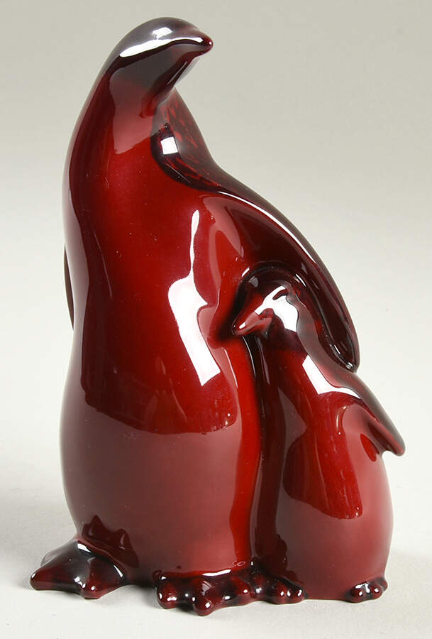 Flambe King Penguin And Chick - No Box by Royal Doulton-1