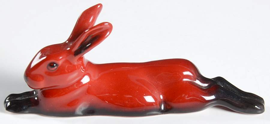 Flambe Hare-Lying - Boxed by Royal Doulton-1