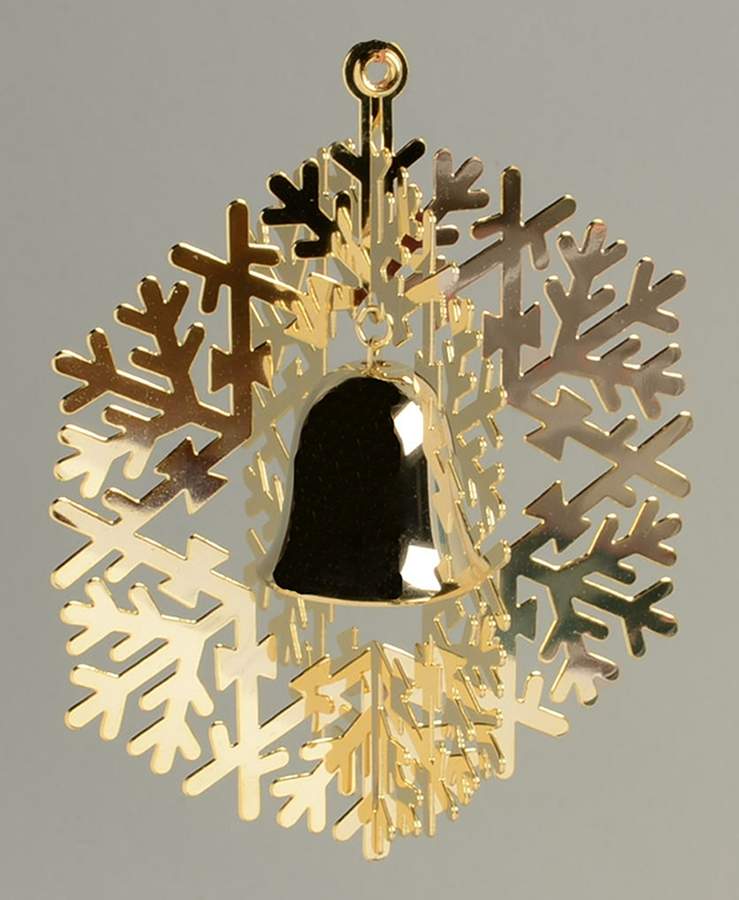 Snowflake & Bell Ornament Gold - Boxed by Reed & Barton-1