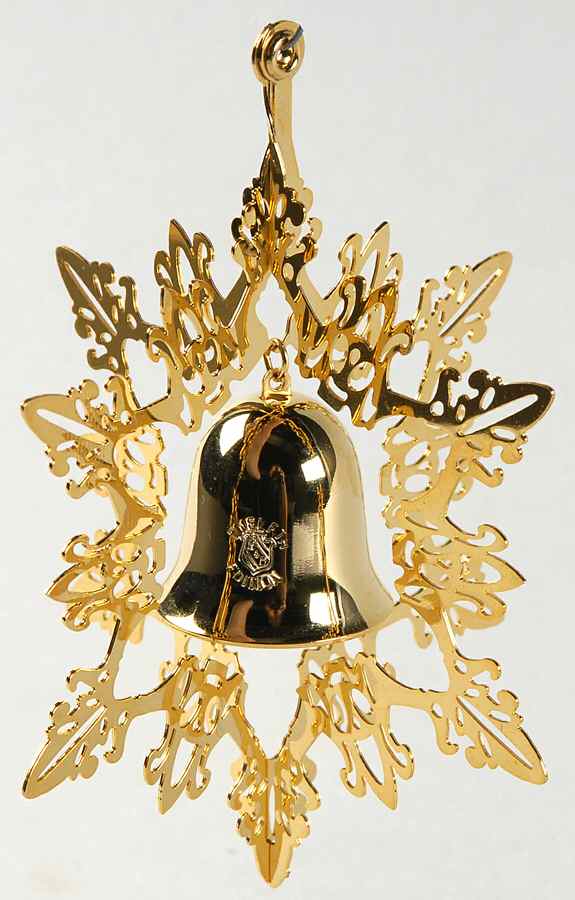 Snowflake & Bell Ornament 1994-Goldplate - Boxed by Reed & Barton-1