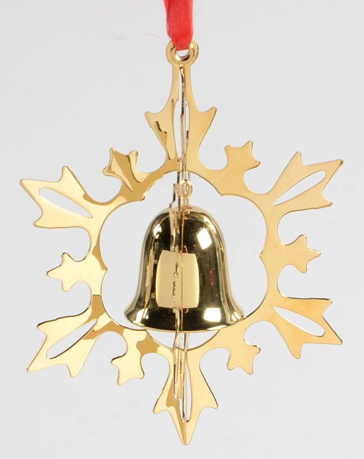 Snowflake & Bell Ornament Gold - Boxed by Reed & Barton-1