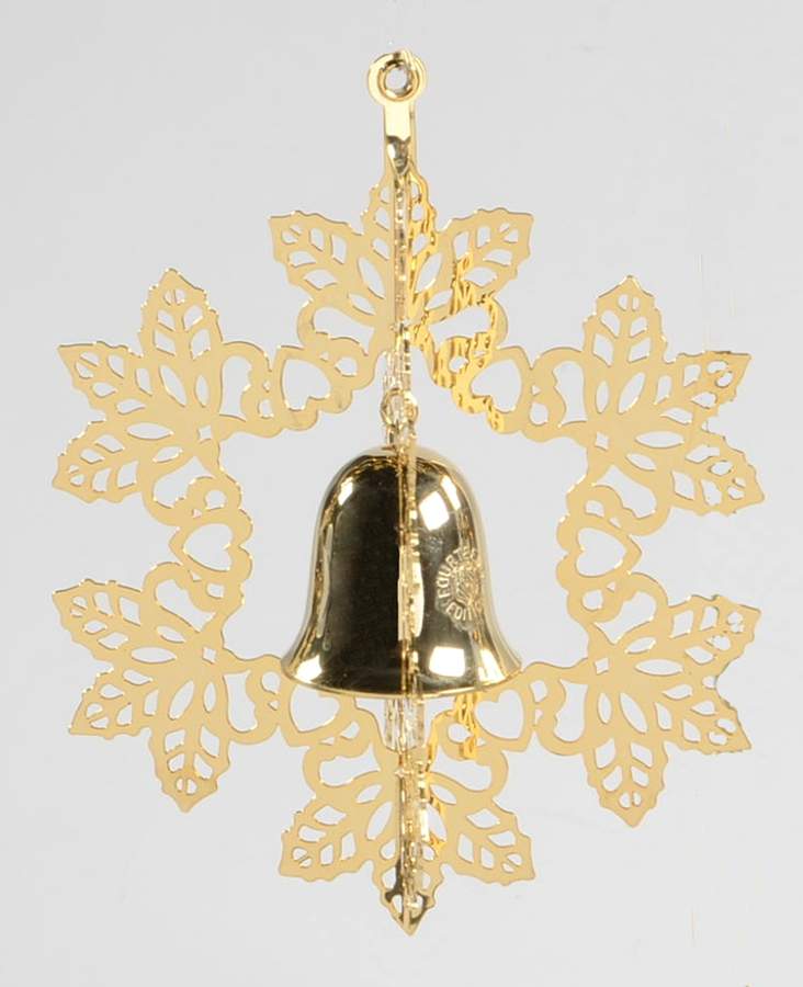 Snowflake & Bell Ornament Gold - No Box by Reed & Barton-1