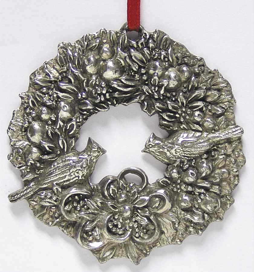 Christmas Wreath Ornament Cardinal Wreath - No Box by Reed & Barton-1