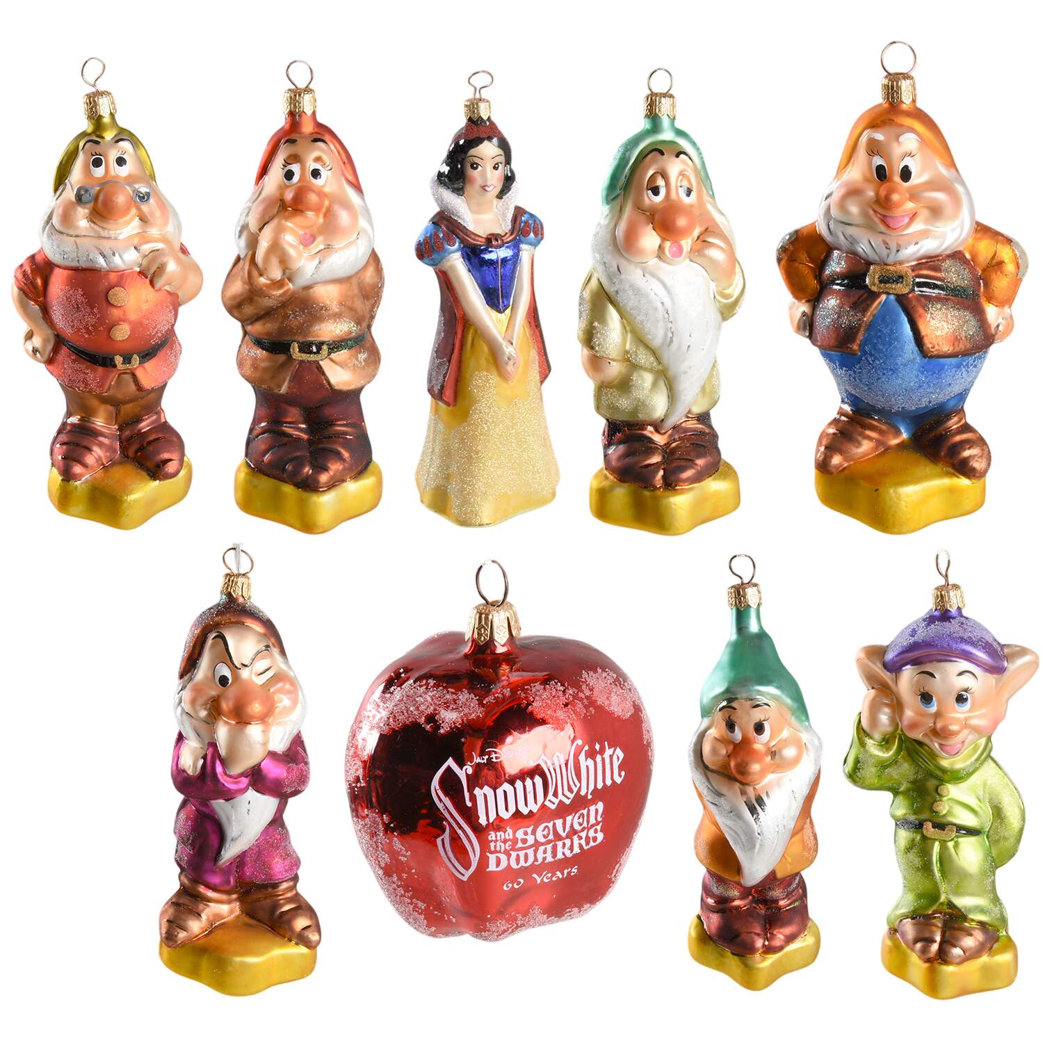 Snow White & Seven Dwarfs 60th Anniversary-Set Of 9 - No Box by Christopher Radko-1