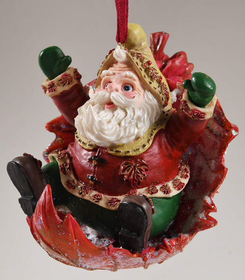 Woodland Winds Santa's Leaf Ride Ornament - Boxed by Christopher Radko-1