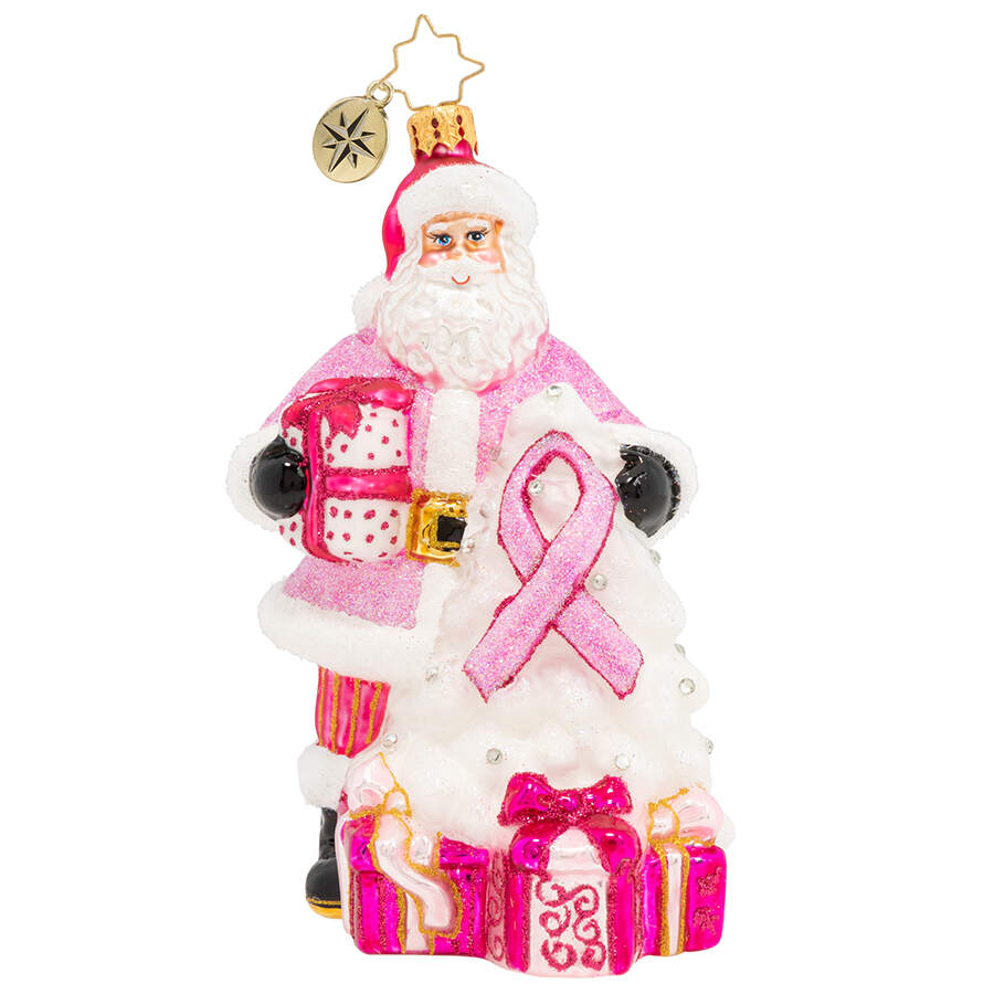 Breast Cancer Research 2020 - Pink Ribbon Santa - No Box by Christopher Radko-1