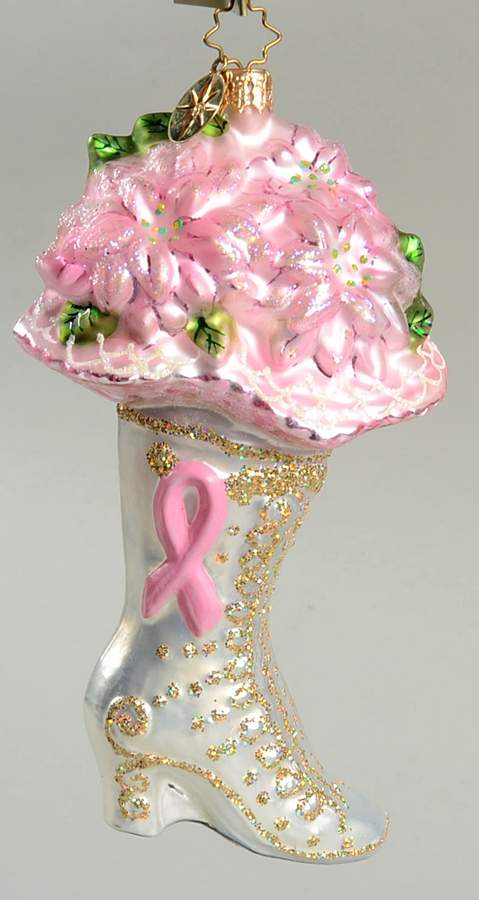 Breast Cancer Research High-Button Blooms-2007 - No Box by Christopher Radko-1