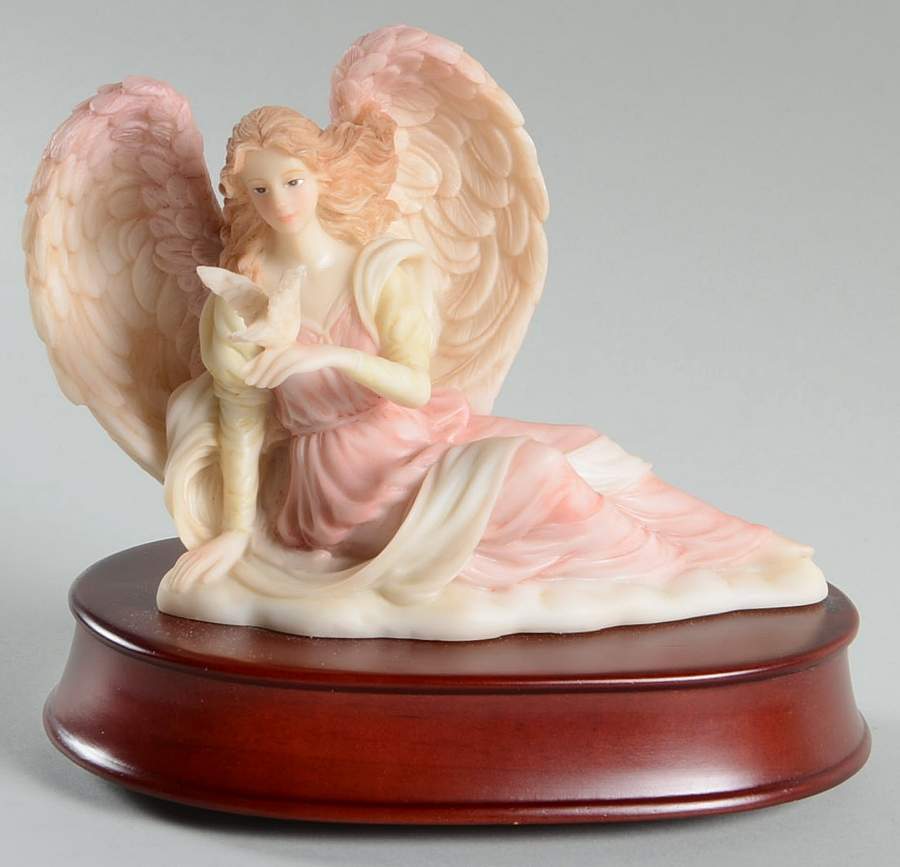 Seraphim Musical-Figurine Evangeline-Angel Of Mercy-Wooden Base - No Box by Roman-1