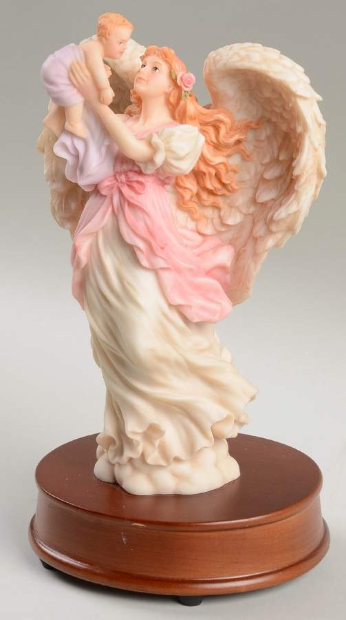 Seraphim Musical-Figurine Mariah-Heavenly Joy-Wooden Base - Boxed by Roman-1