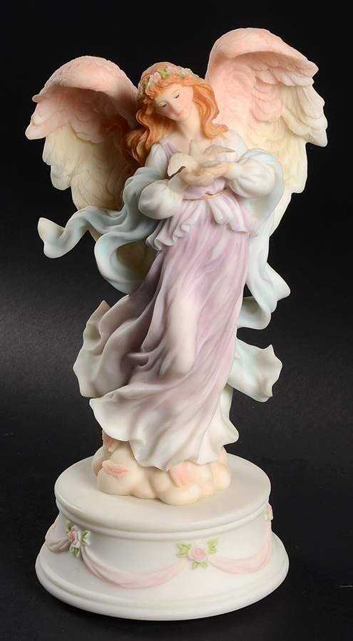 Seraphim Musical-Figurine Monica -Under Love's Wing-2oth Annivers - Boxed by Roman-1