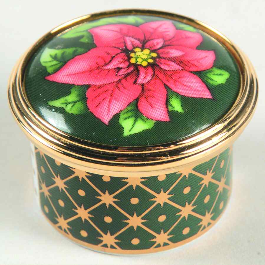 Royal Worcester Enamel Boxes Poinsettia-Small Round - No Box by Royal Worcester-1