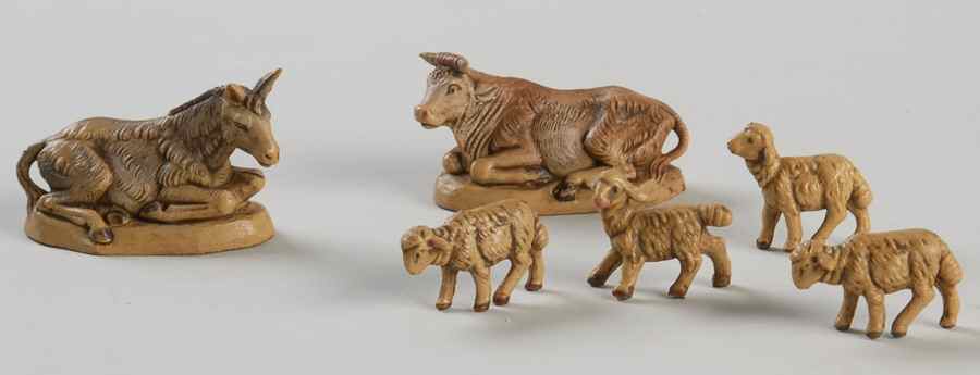 Fontanini Nativity 2.5" Sheep, Cow & Donkey-Set Of 6 - Boxed by Roman-1