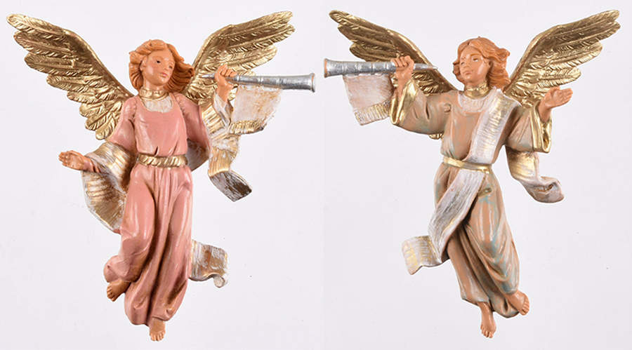 Fontanini Heirloom Nativity 5" Scale Trumpeting Angels-2 Pc Set - Boxed by Roman-1