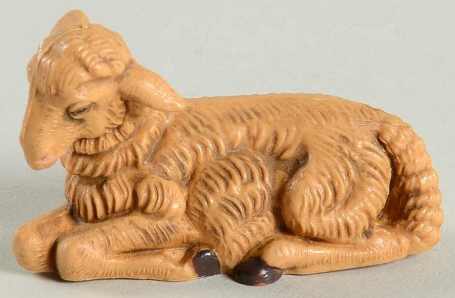 Fontanini Nativity 5" Scale Older Sheep-Brown-Lying-Head Left - Boxed by Roman-1