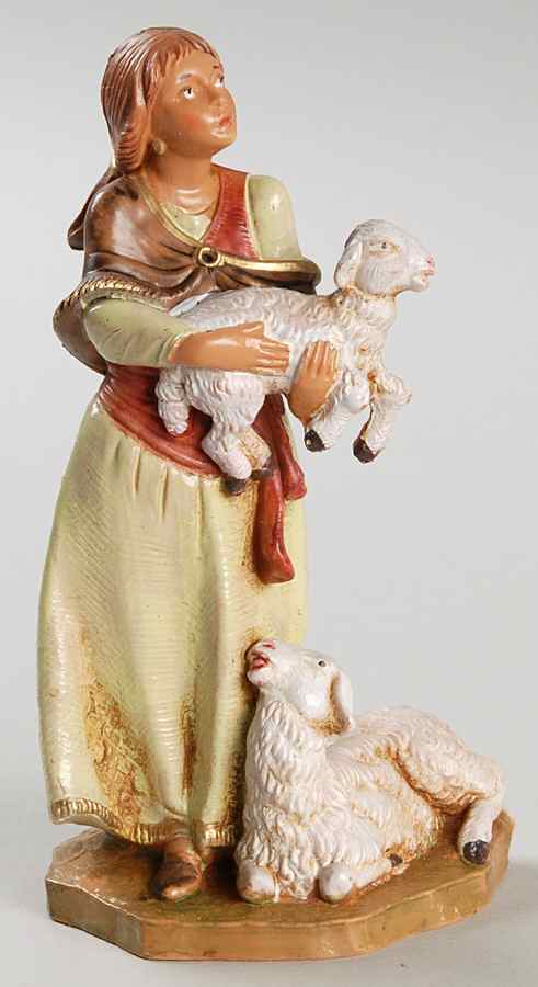 Fontanini Heirloom Nativity 5" Scale Joan-Woman Holding Sheep - Boxed by Roman-1