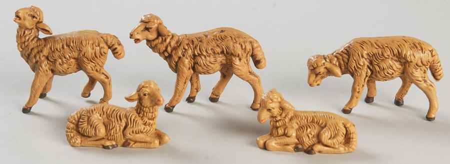 Fontanini Heirloom Nativity 5" Scale Brown Sheep-Set Of 5  - Boxed by Roman-1
