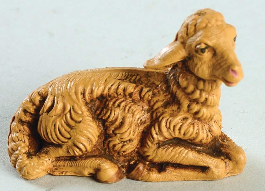 Fontanini Nativity 5" Scale Older Sheep-Brown-Lying Head Right - Boxed by Roman-1