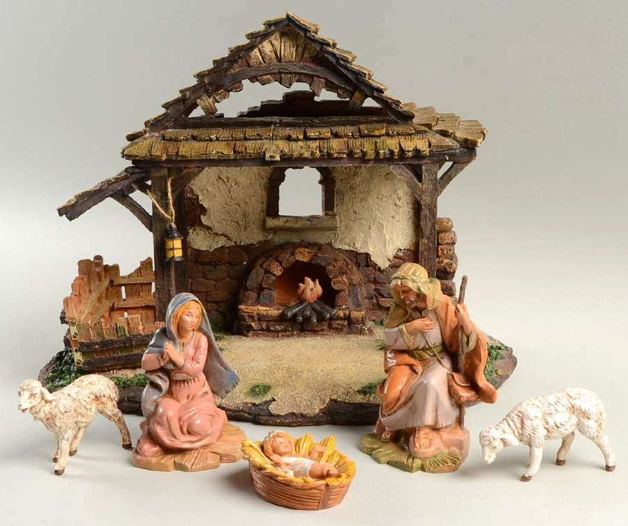 Fontanini Heirloom Nativity 5" Scale 5 Pc Nativity With Lighted Stable - Nativity-Set Of 5 by Roman-1