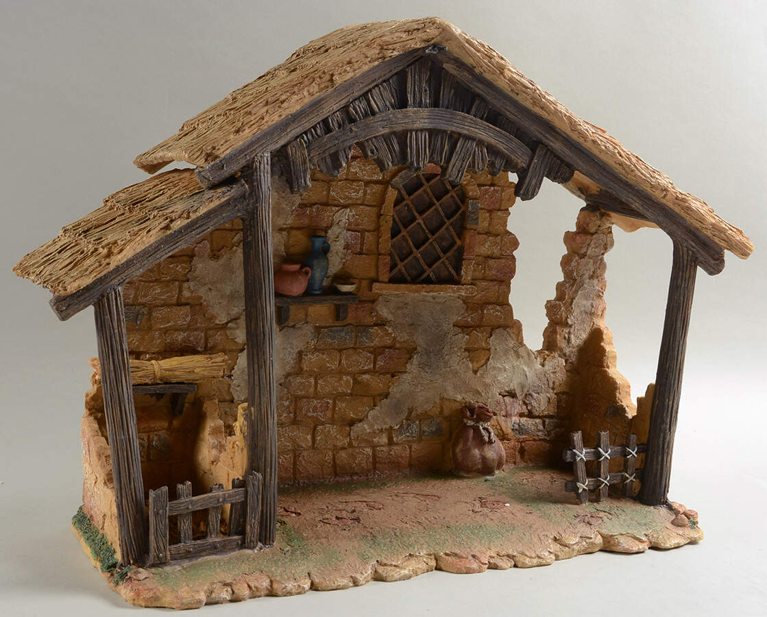 Fontanini Nativity 7.5" Lighted Resin Stable - Boxed by Roman-1