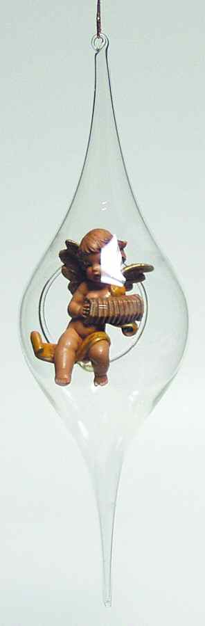Nativity Fontanini Ornament Cherub W/ Accordion In Teardrop - No Box by Roman-1