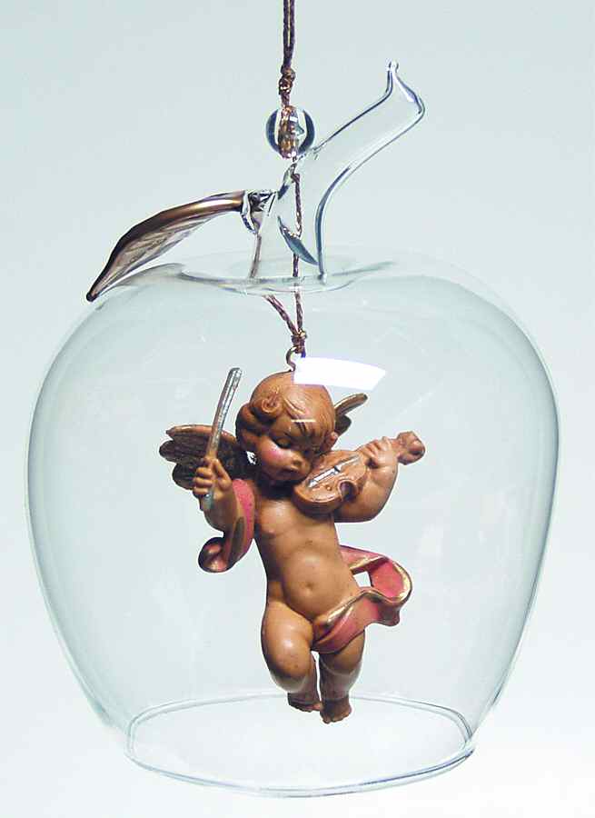 Nativity Fontanini Ornament Cherub With Violin In Apple - Boxed by Roman-1