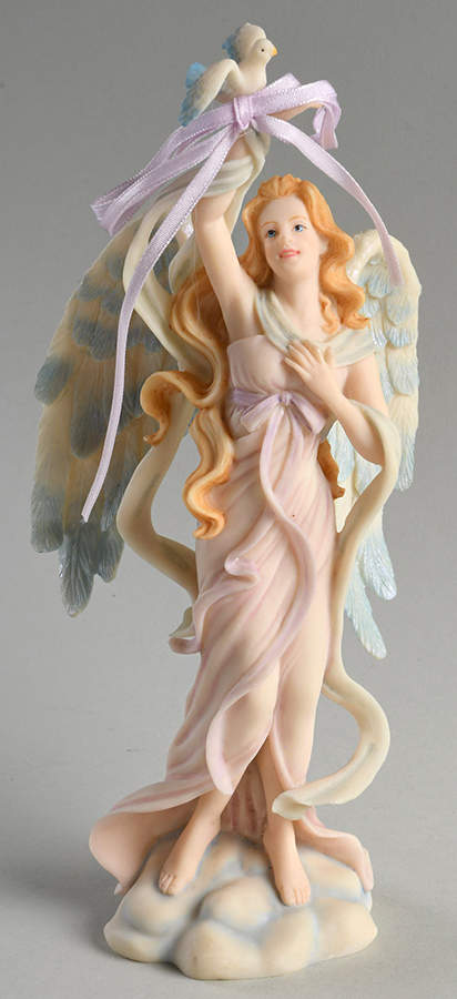 Celebration Angels-Figurine Angel With Dove & Lavender Ribbon - No Box by Roman-1