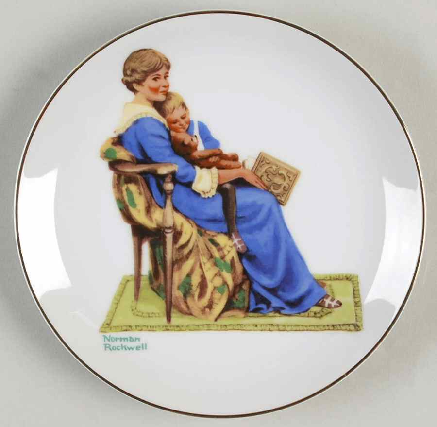 Miniature Rockwell Plates Bedtime - No Box by Rockwell Museum-1