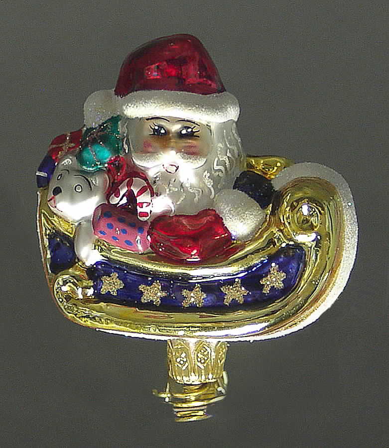 Santa with Sleigh Now Dash Away All Gem Clip - No Box by Christopher Radko-1