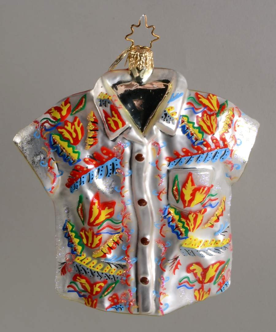 Surf & Sun-Shirts Ornament Aloha Shirt-Floral/White - No Box by Christopher Radko-1